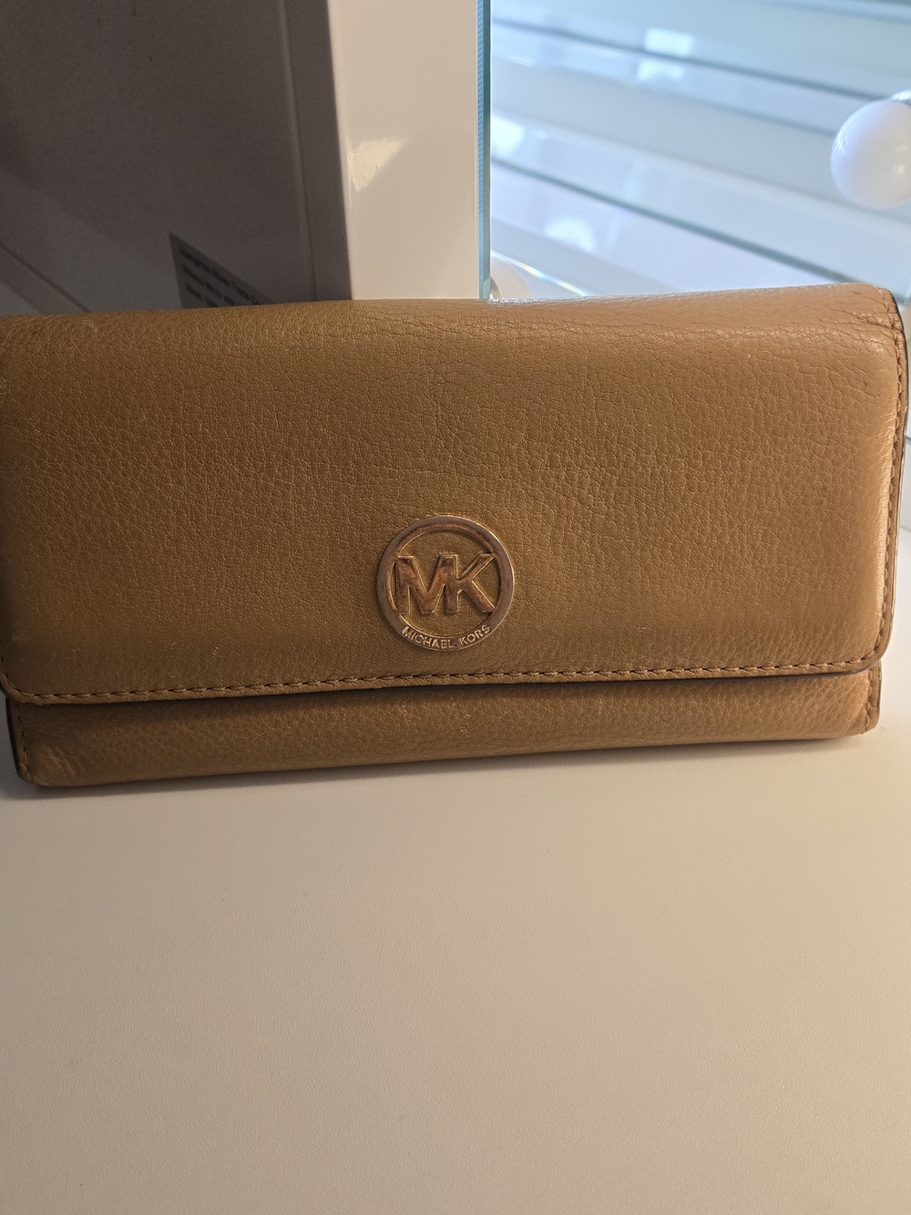 Michael Kors Caramel Leather Continental Wallet with MK Logo